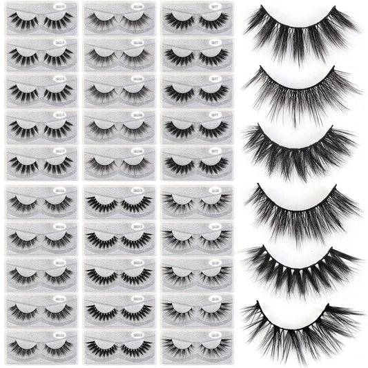 MAGEFY 30 Pairs 6 Styles Faux Mink Eyelashes, 16mm-20mm Lashes Natural Look to Dramatic False Eyelashes, Handmade Reusable Fake Eyelashes Beauty & Personal Care MAGEFY