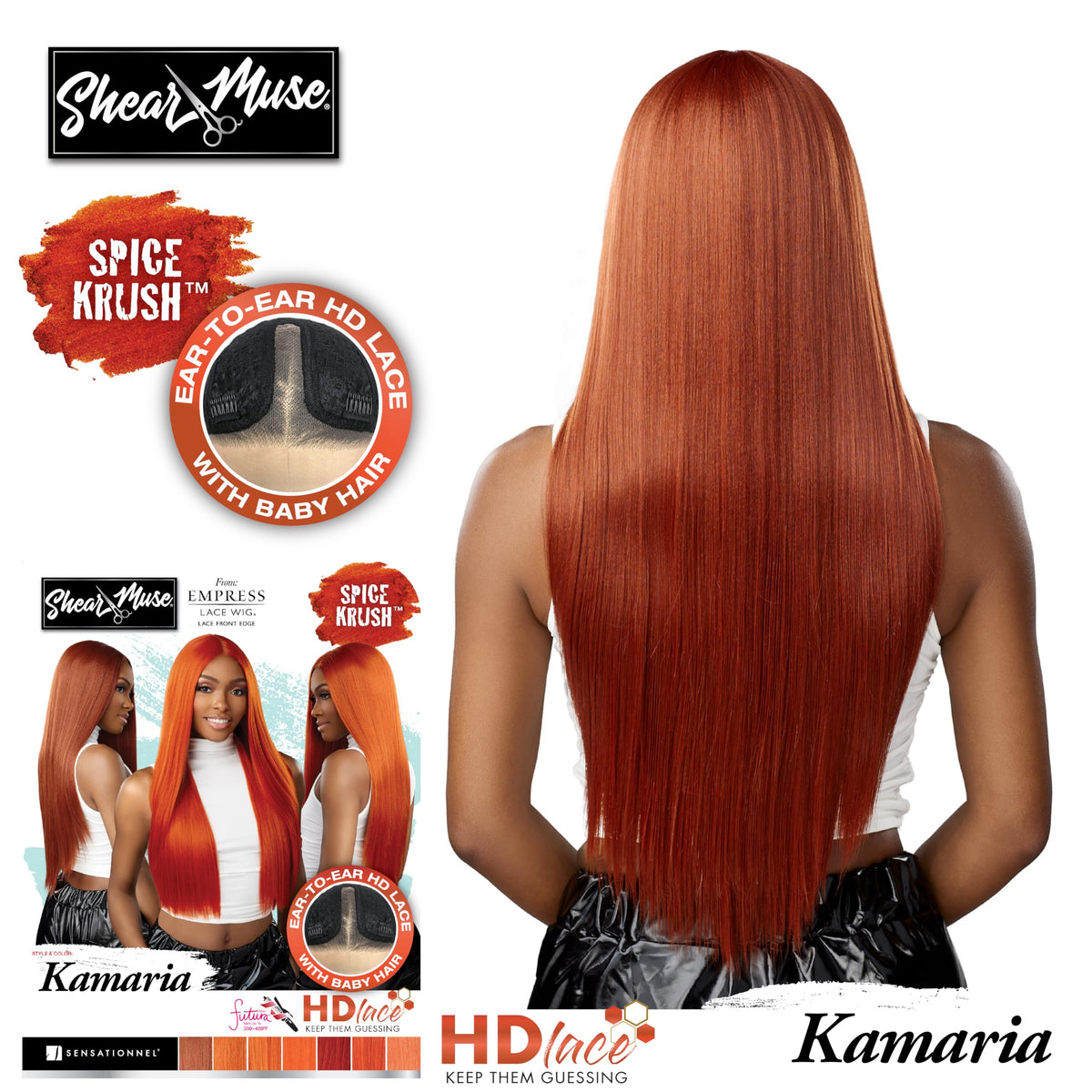 Sensationnel Shear Muse LaceWig-Kamaria, INTENSECOPPER