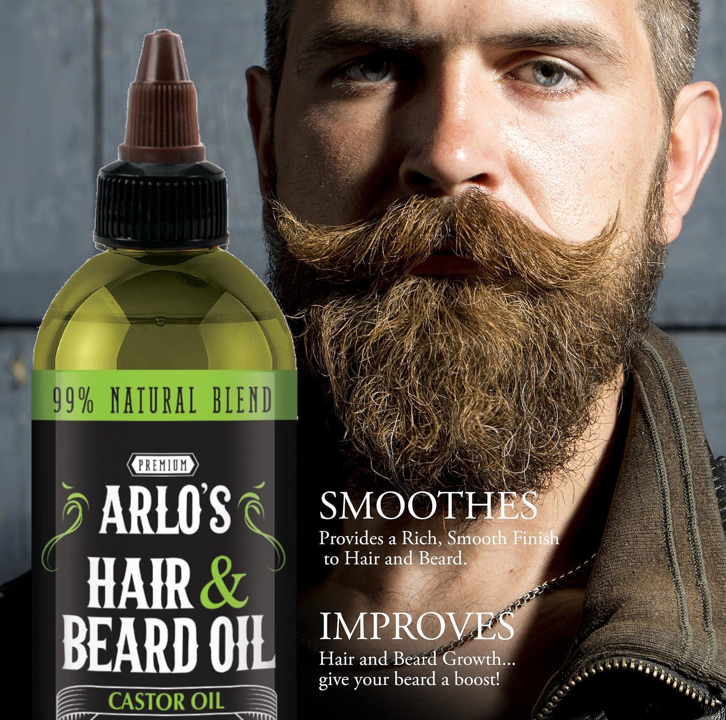 Arlo's Hair and Beard Oil with Castor Oil 8 oz. - Hair Oil, Mustache Oil and Beard Oil Growth Beauty & Personal Care Arlo's