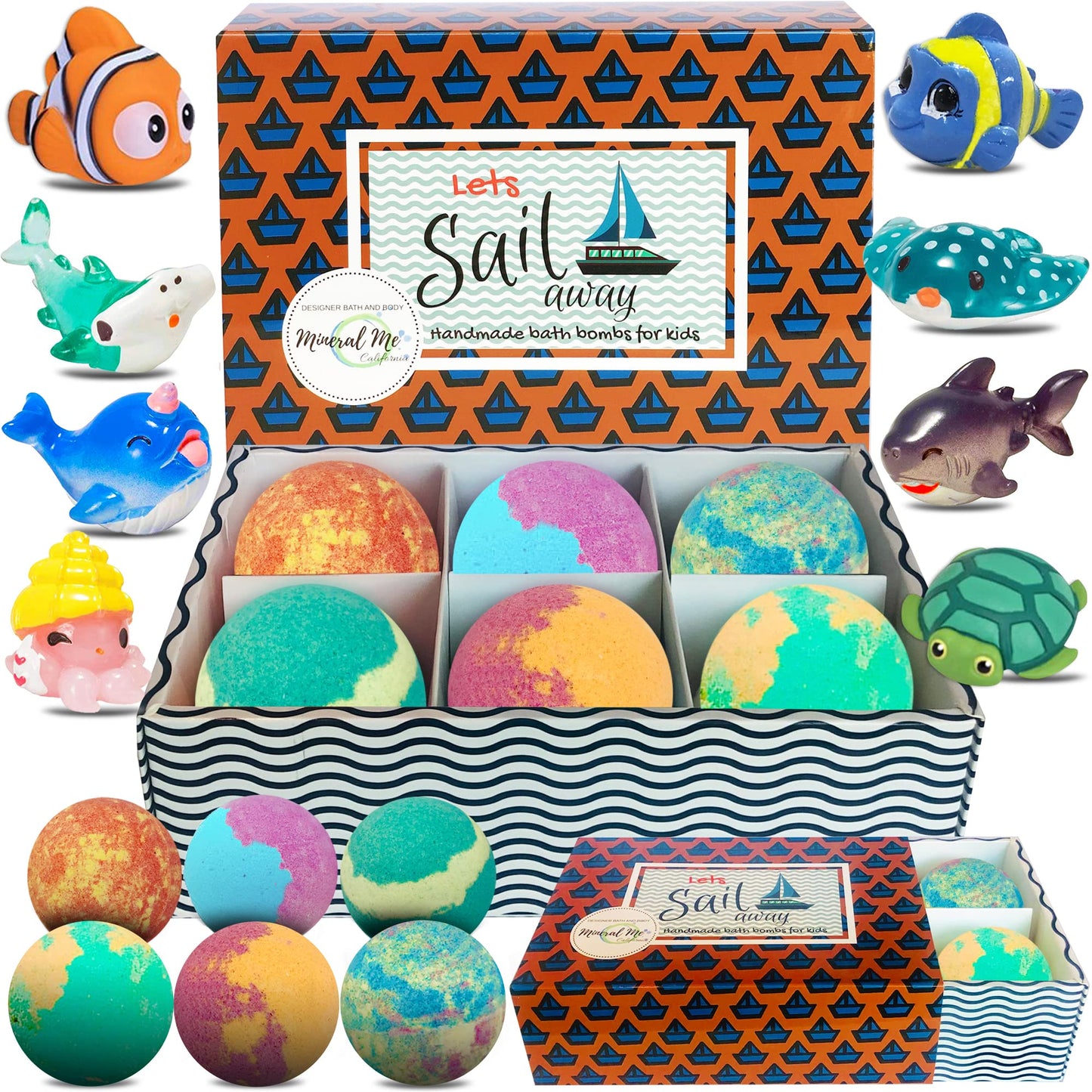 Bath Bombs for Kids with Surprise Inside - Organic, Gentle & Kid Friendly Bubble Bath Fizzies with Toys Inside. Spa Bath Fizz Balls Kit. Fizzy Balls Beauty and Personal Care Mineral Me California