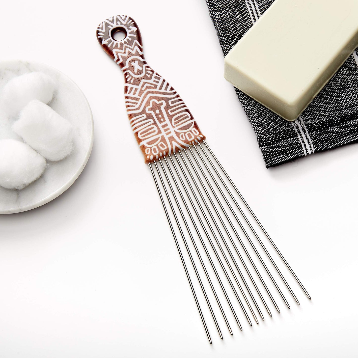 Afropick Metal Black Hair Pick for Natural Curly Long Thick Hair- Afro Pick Comb for Men, Women- African Artist Designs IMPROVED 2.0 (Ori) Beauty & Personal Care Afropick