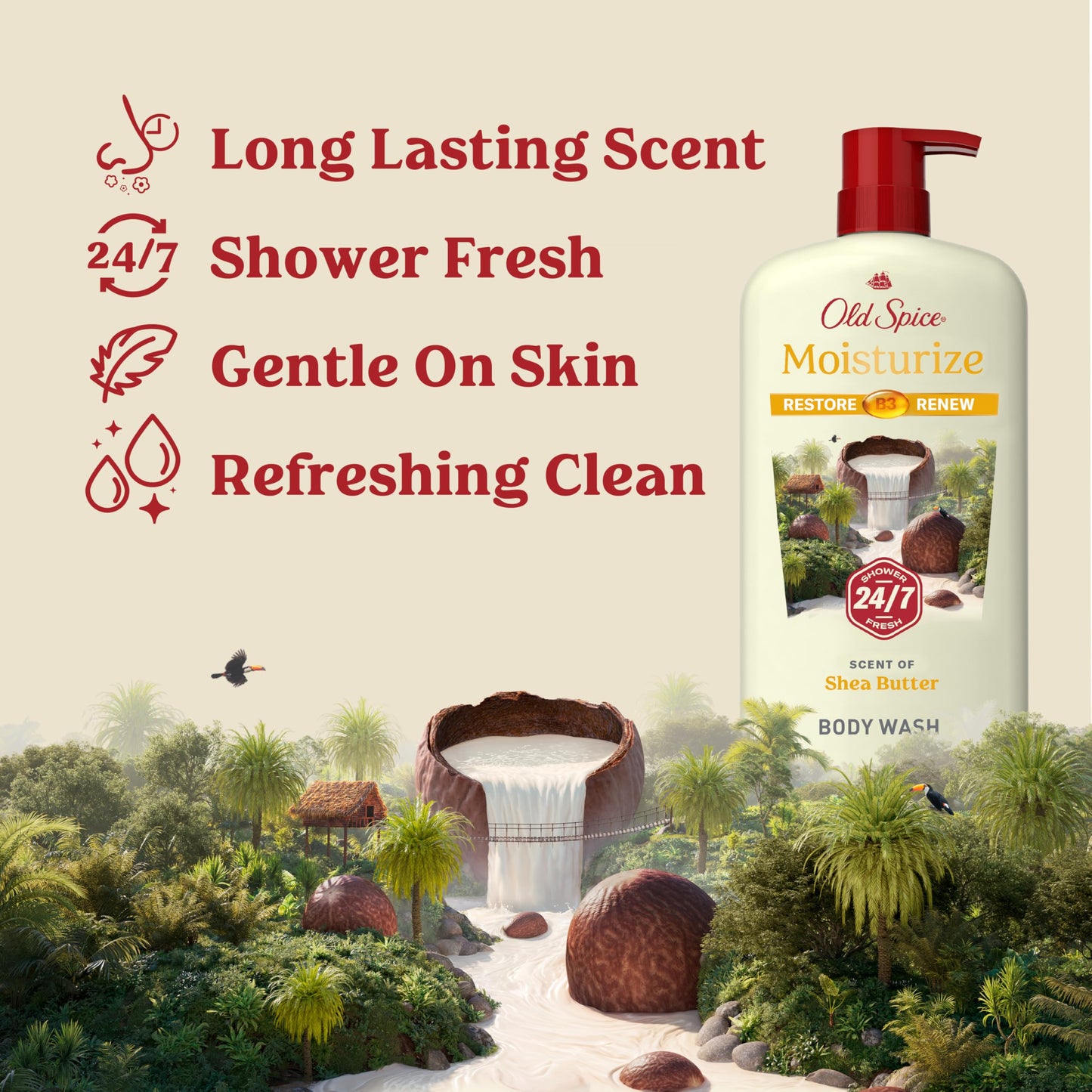 Old Spice Cleansing Body Wash for Men, 24/7 Shower Fresh with Lasting Scent, Restore & Renew, Gentle on Skin, Vitamin B3, Moisturize with Shea Butter Beauty and Personal Care Old Spice
