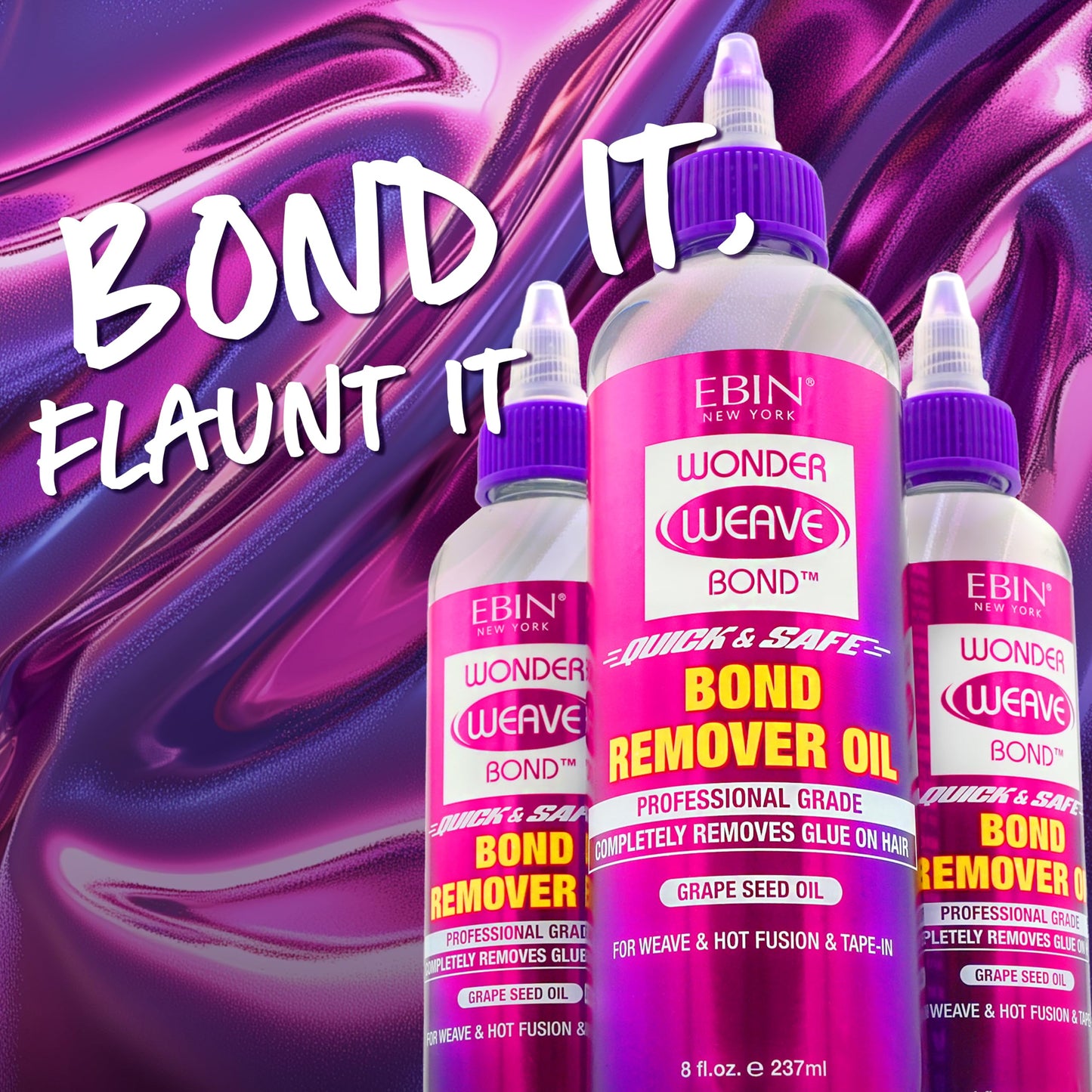 EBIN NEW YORK Wonder Weave Bond Remover Oil 8 Fl Oz - Grape Seed Oil Formula for Hair Glue, Tape-In, and Hot Infusion Extension Removal Beauty & Personal Care EBIN NEW YORK