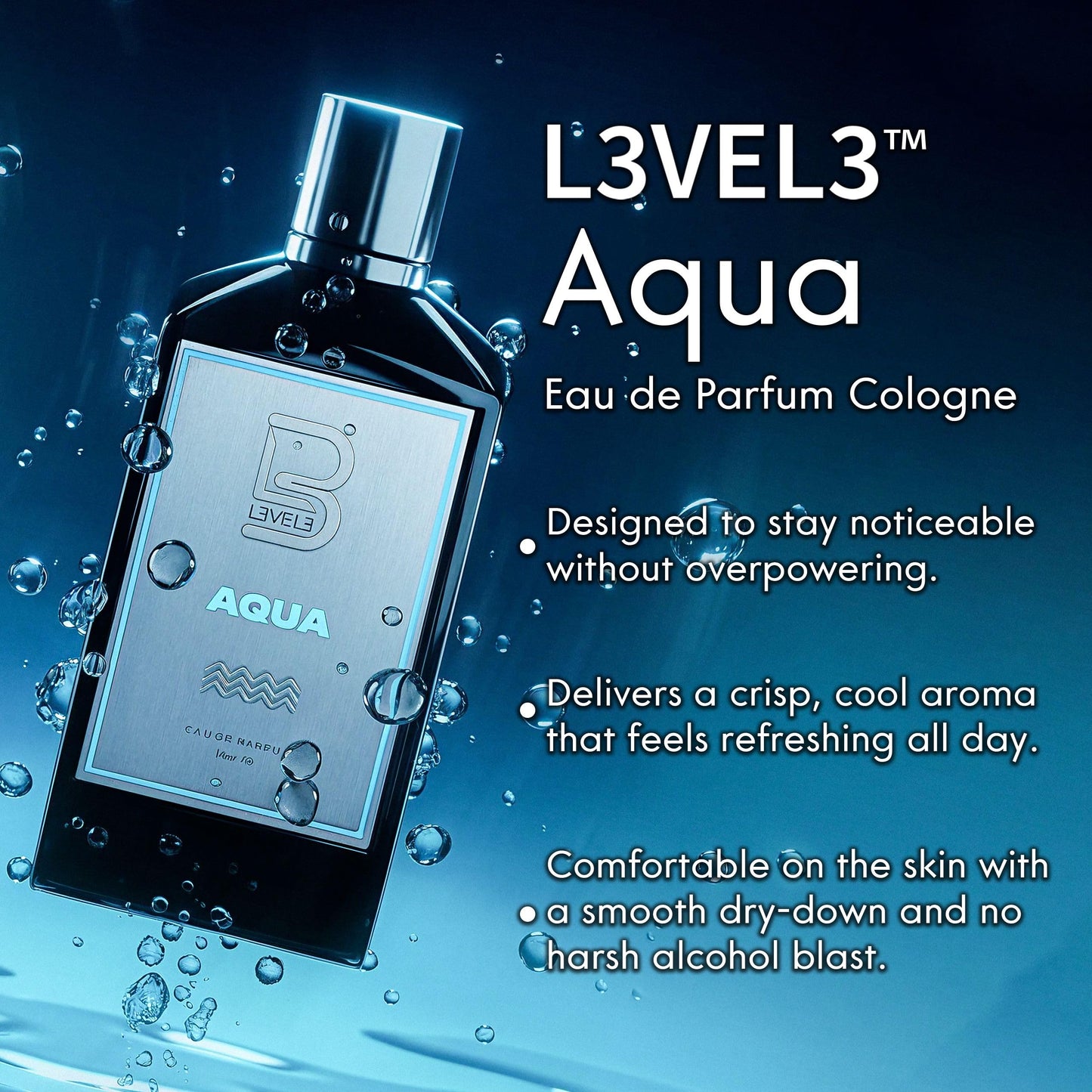 L3 Level 3 Eau de Parfum Cologne for Men - Long Lasting EDP - Mint, Lavender, Amberwood Notes - 3.38 fl oz (Aqua) Beauty & Personal Care L3