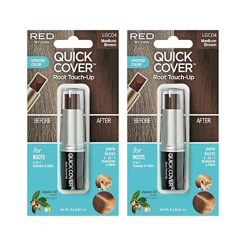 RED by Kiss Quick Cover Root Touch Up Stick, Water-Resistant Temporary Gray Hair Concealer with Brush for Roots and Beard, Long-Lasting Coverage, Easy Beauty & Personal Care Red by Kiss
