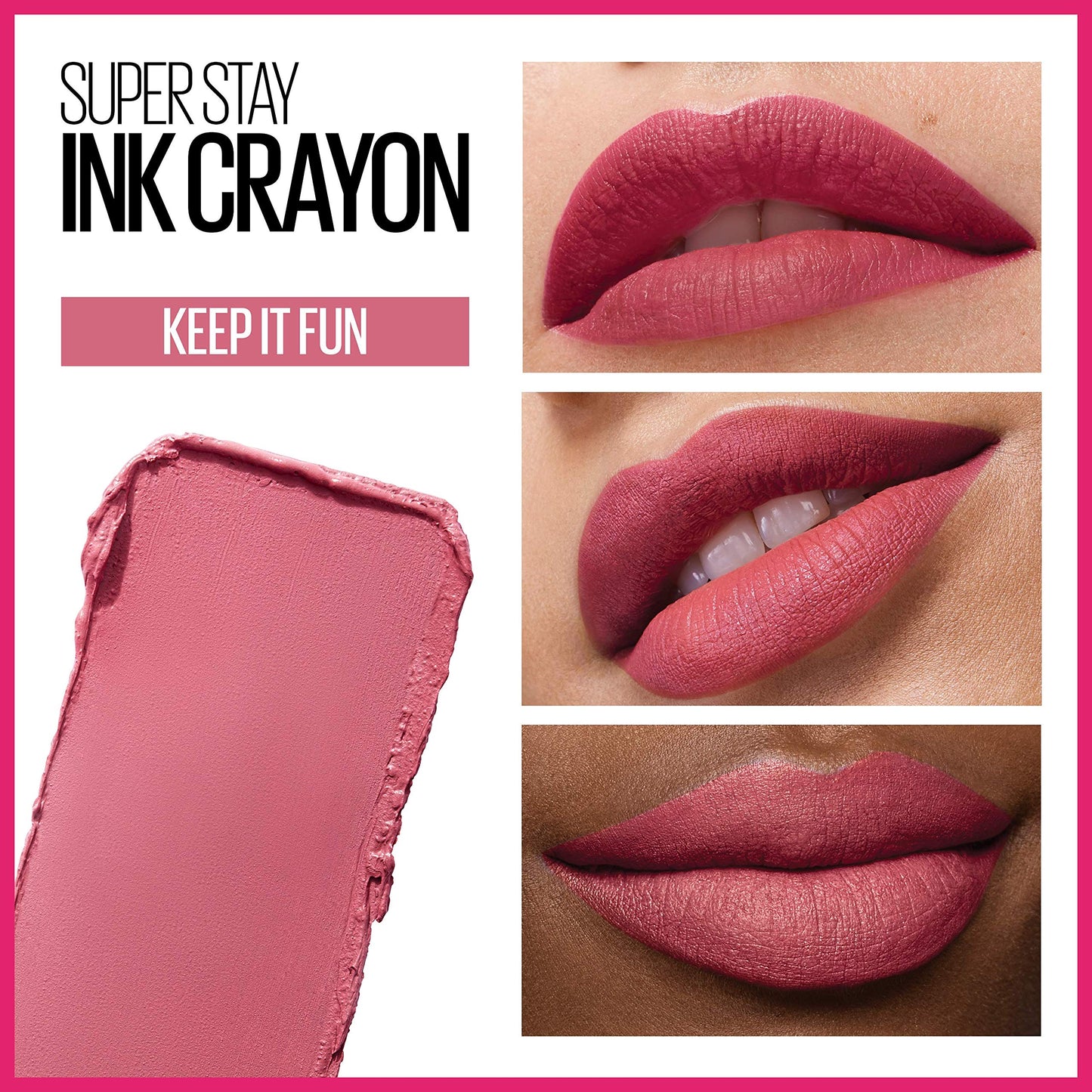 Maybelline Super Stay Ink Crayon Lipstick Makeup, Precision Tip Matte Lip Crayon with Built-in Sharpener, Longwear Up To 8Hrs, Keep It Fun, Rosey Nude Beauty & Personal Care MAYBELLINE