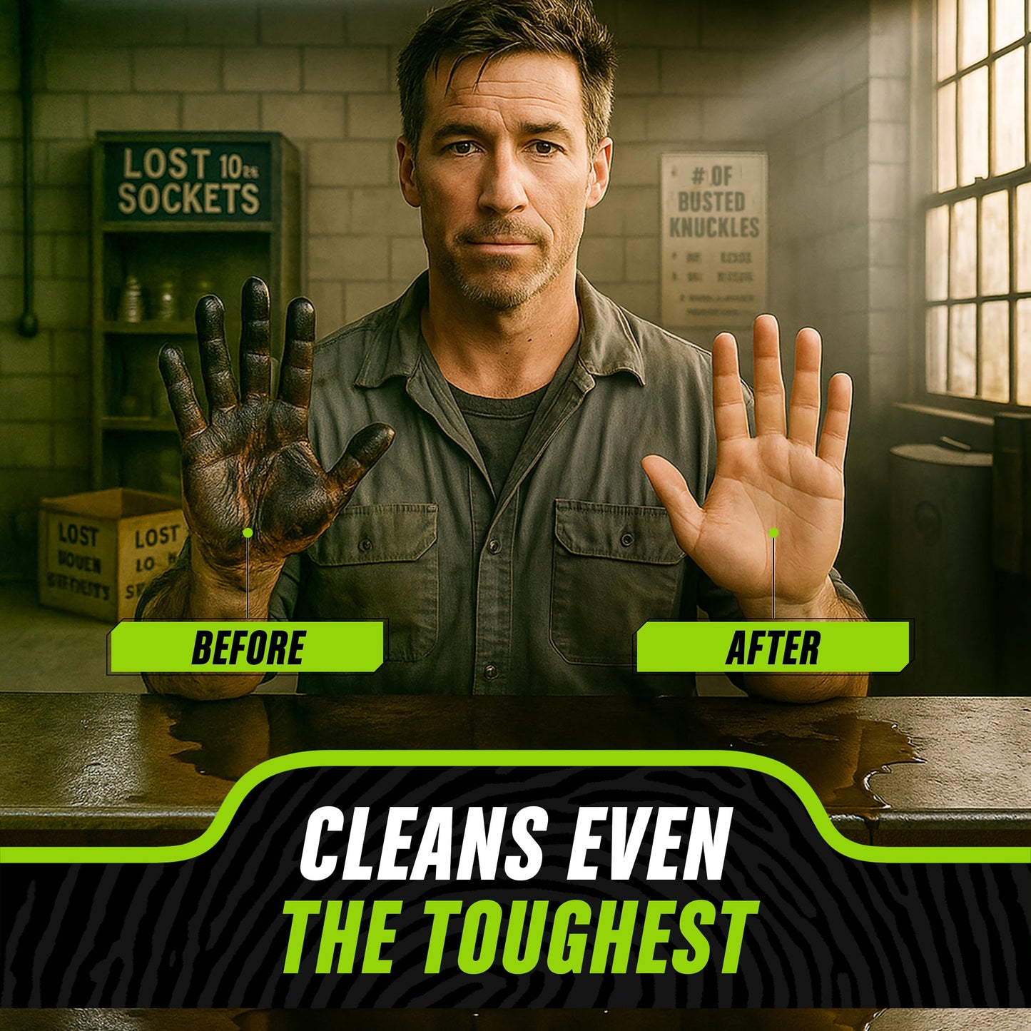 Grip Clean - Waterless Hand Cleaner for Auto Mechanics - Heavy Duty Pumice Soap & Fingernail Brush, Industrial Strength for Dry Hands Beauty & Personal Care Grip Clean