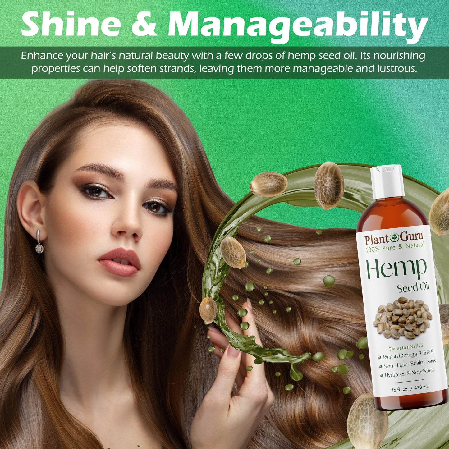 Plant Guru Hemp Seed Oil 4 oz. Virgin, Unrefined 100% Raw Pure Natural - Skin, Body And Hair Moisturizer. Works For Massage, Acne, & More! Beauty & Personal Care Plant Guru