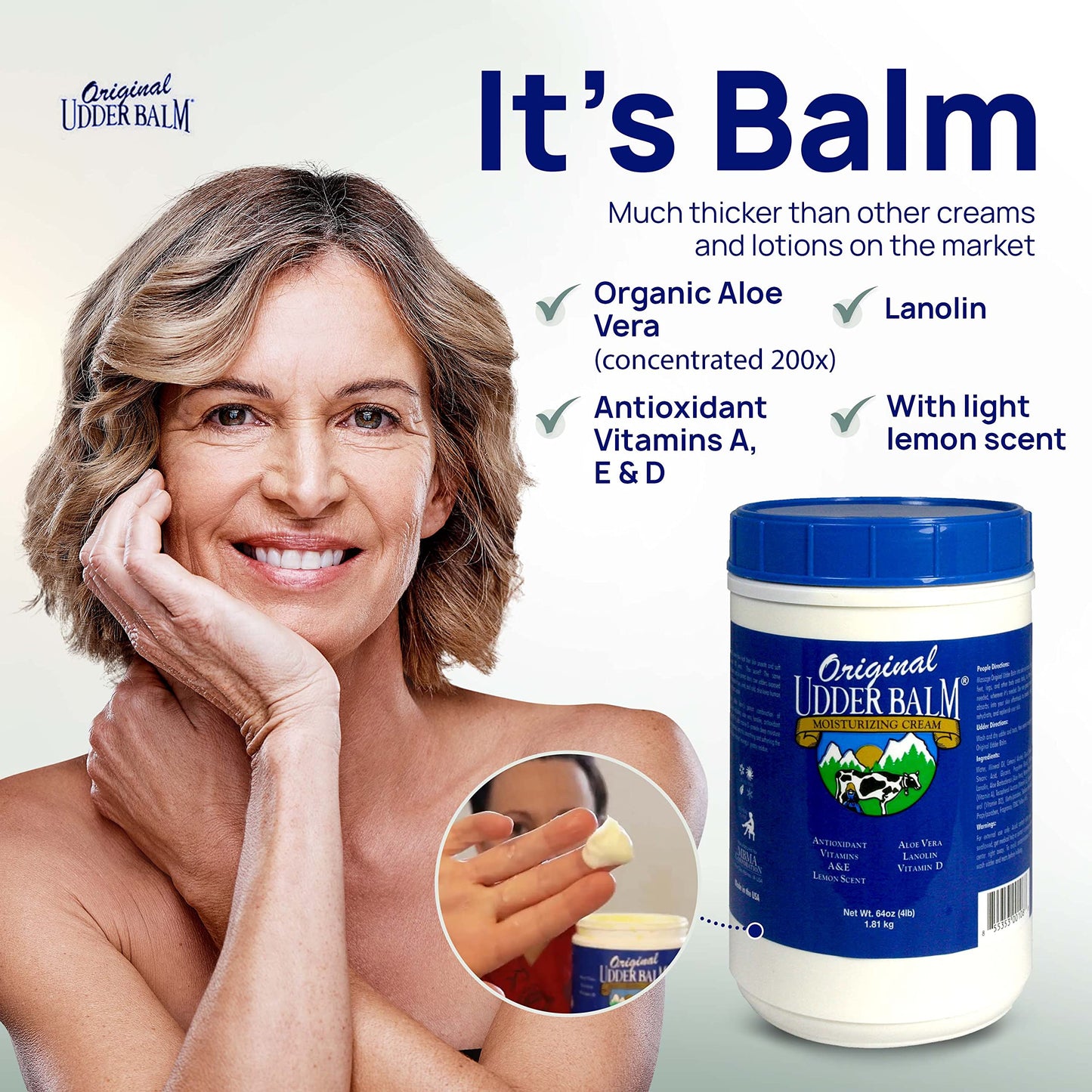 Original Udder Balm Refill Tub - Made in USA - Extra Thick Udder Cream & Hand Balm for Dry Skin, Cracked Heels, Rough Hands - Deep Moisture Heel Cream Beauty & Personal Care Original Udder Balm