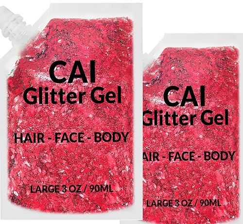 Face, Body & Hair Glitter Gel - Halloween Glitter for Kids and Women - 3 Oz Cosmetic-Grade Gel w/Moon & Stars for Festivals & Halloween Party, Easy Beauty & Personal Care CAI BEAUTY NYC