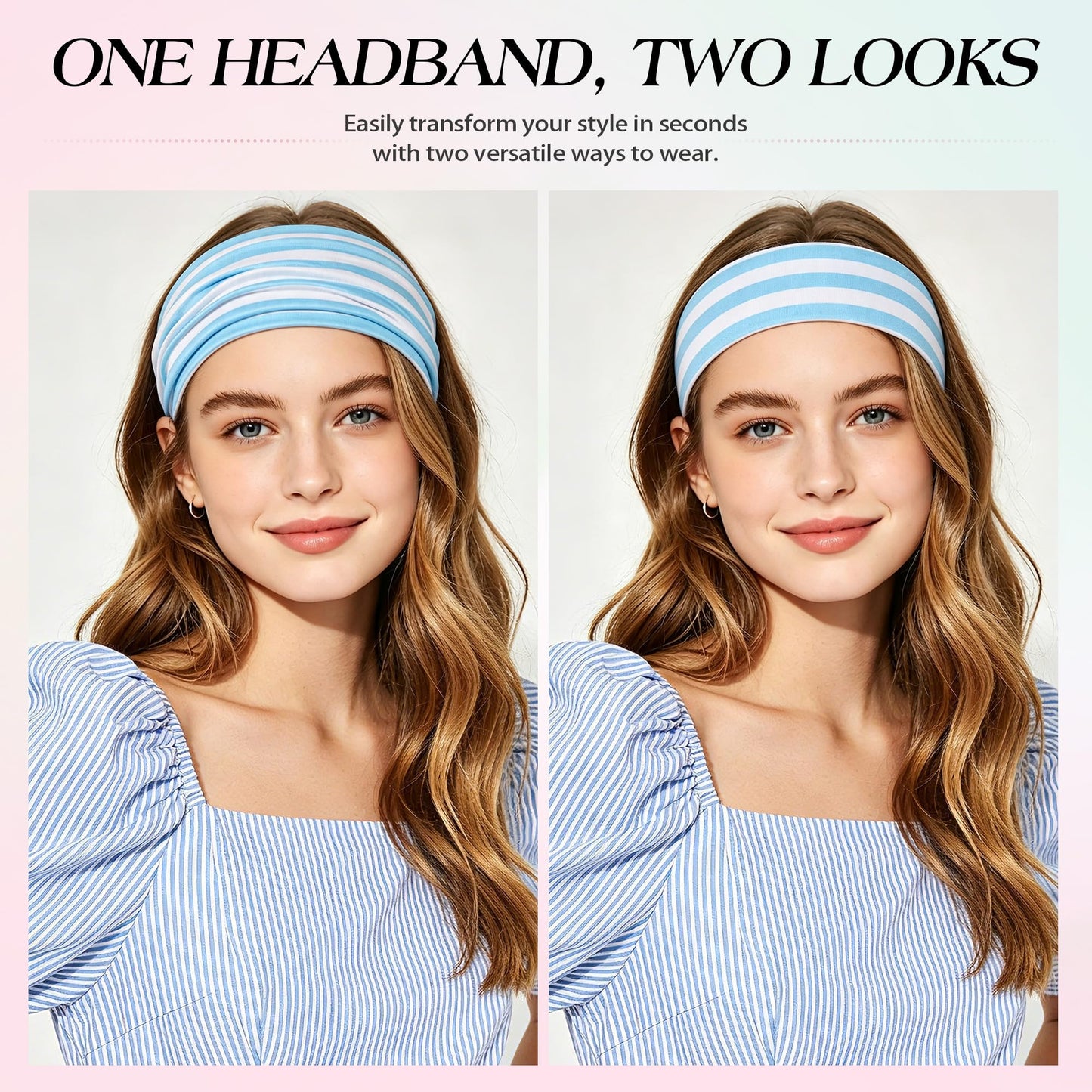 DiyJibb Fashion Headbands for Women, 7PCS Wide Cloth Hair Bands, Floral, Stripe & Heart Hair Accessories Beauty and Personal Care DiyJibb