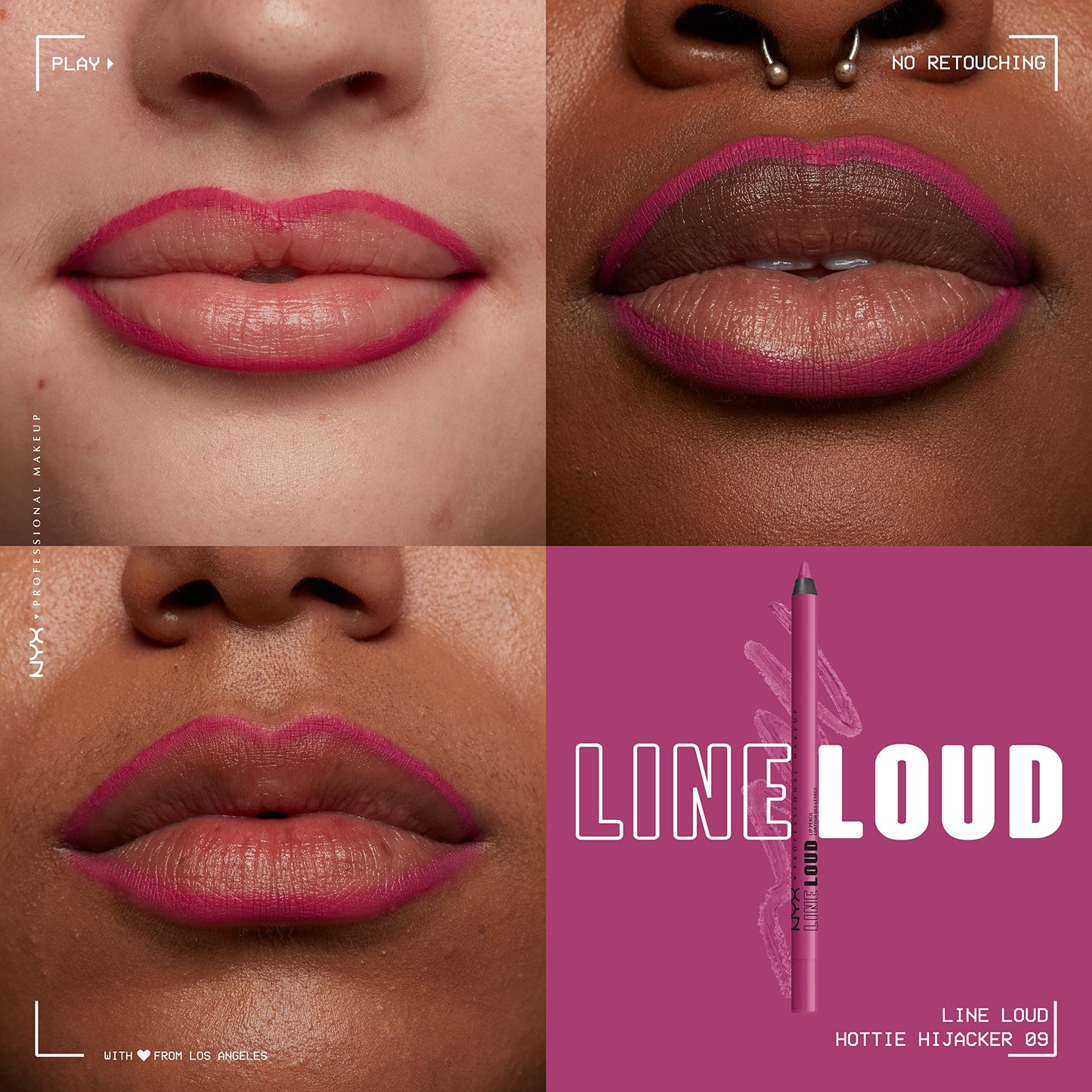 NYX PROFESSIONAL MAKEUP Line Loud Lip Liner, Longwear and Pigmented Lip Pencil with Jojoba Oil & Vitamin E - Hottie Hijacker (Hot Blue Pink) Beauty & Personal Care NYX PROFESSIONAL MAKEUP