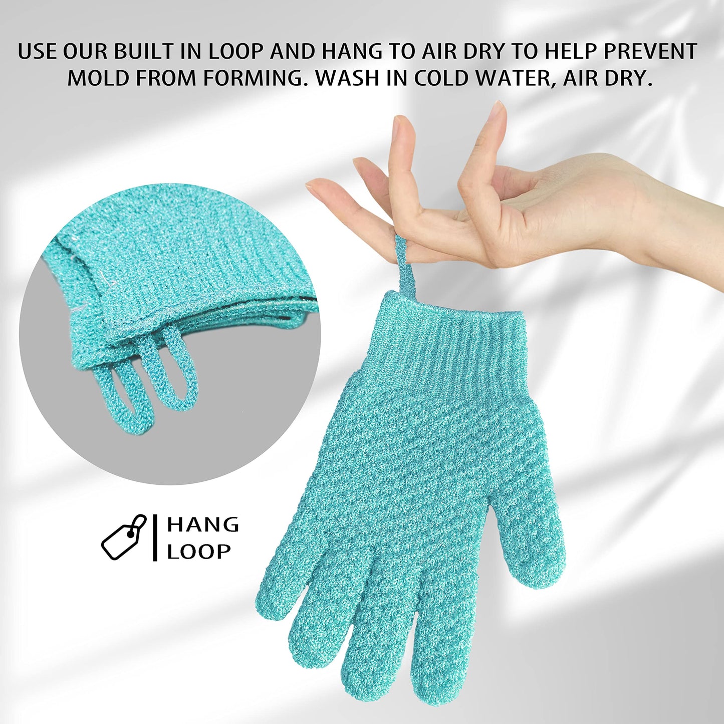 Evridwear Exfoliating Gloves for Shower, 100% Nylon Thick Soft Medium Heavy Bathing Gloves Dead Skin Remover Body Scrubber Smooth Skin with Hang Loop Beauty & Personal Care Evridwear