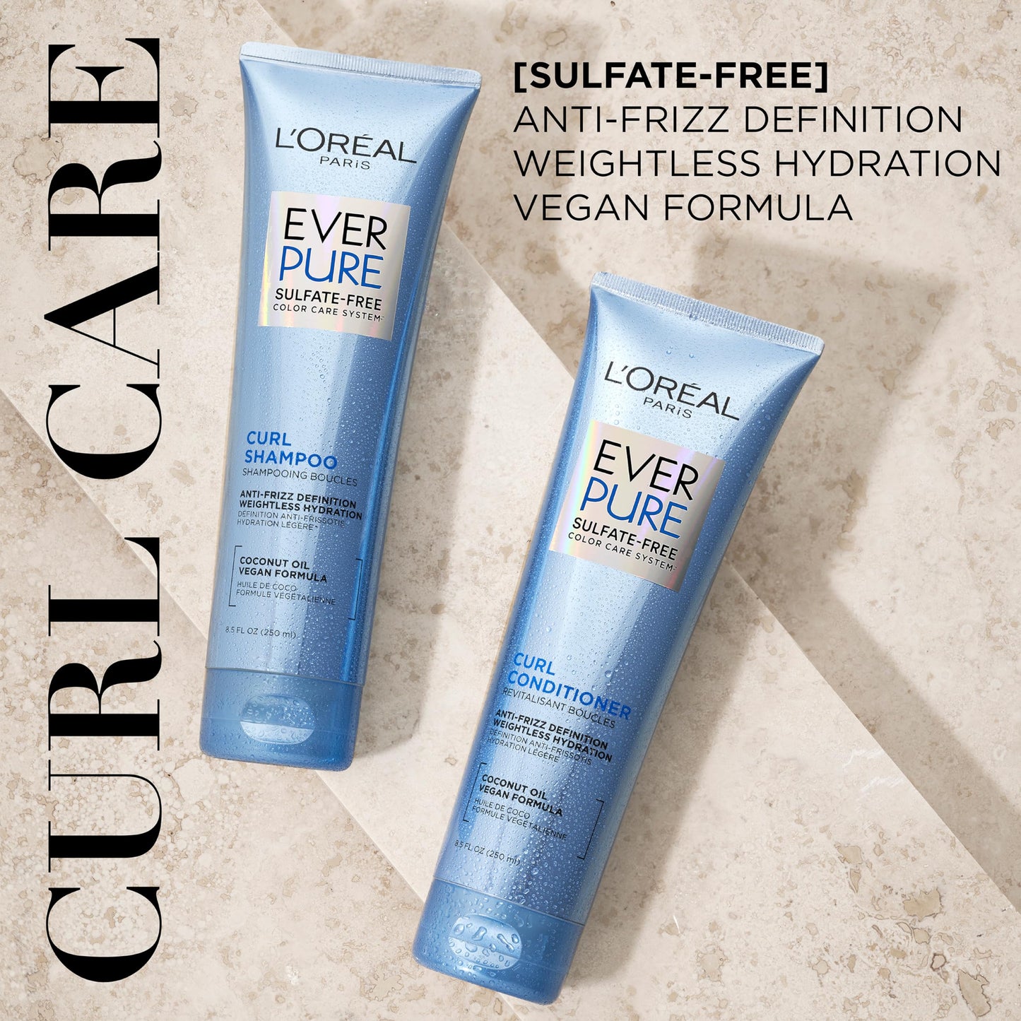 L'Oreal Paris Sulfate Free Conditioner for Curly Hair, Lightweight, Anti-Frizz Hair Care with Coconut Oil, EverPure, 8.5 Fl Oz (Packaging May Vary) Beauty & Personal Care L'Oreal Paris
