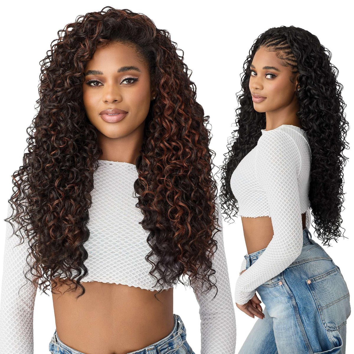 Outre Quick Weave Synthetic Half Wig - Solona (DR2/CHOCOLATE SWIRL)
