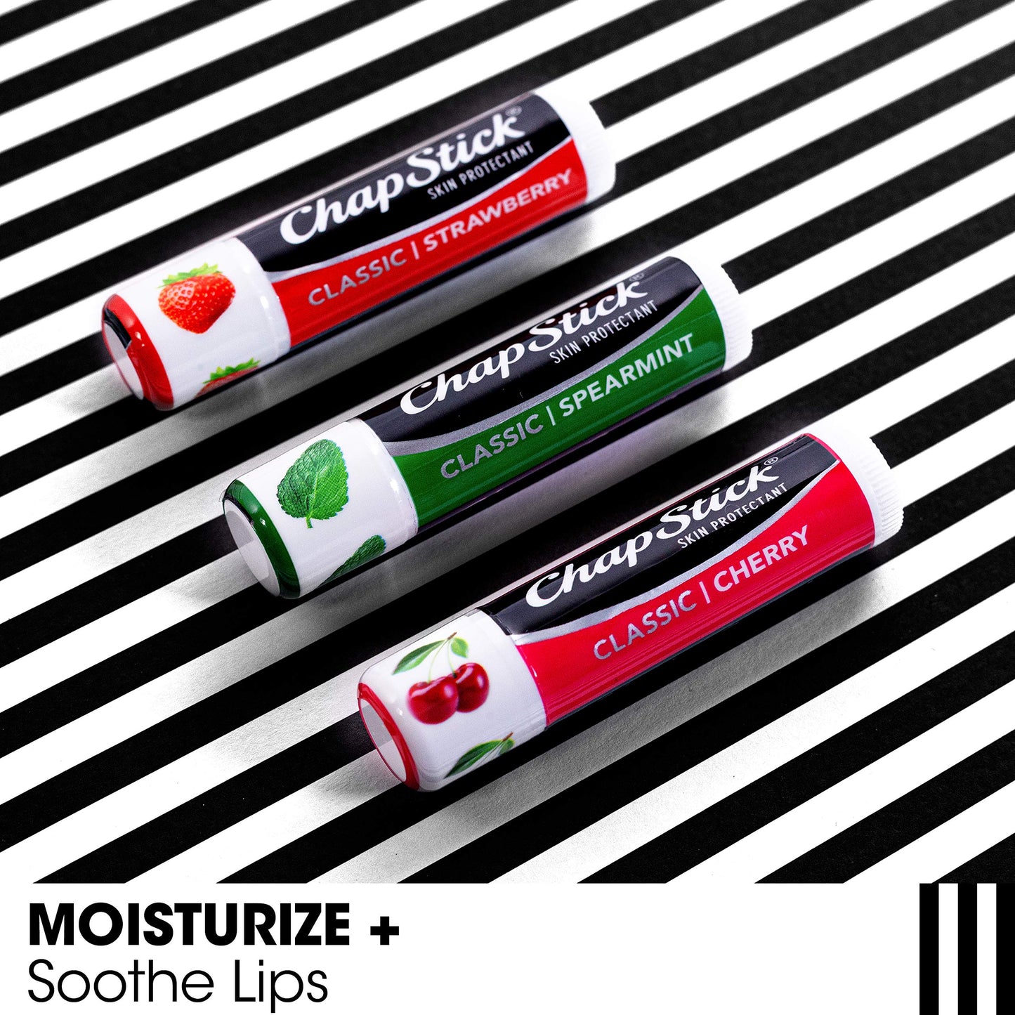 ChapStick Classic Spearmint, Cherry and Strawberry Lip Balm Tubes Variety Pack - 3 x 0.15 Oz (Pack of 12) Beauty & Personal Care ChapStick