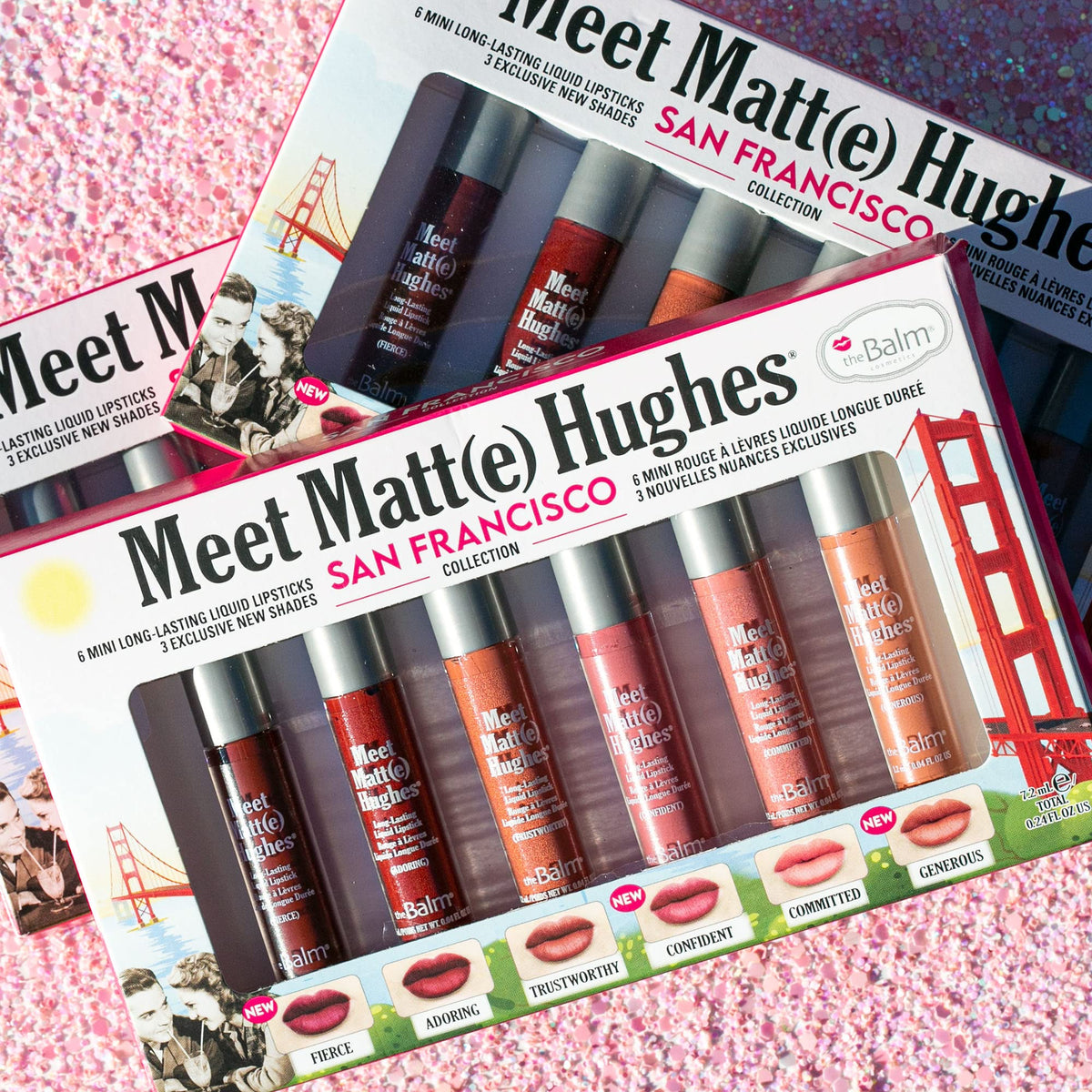 theBalm MEET MATTE HUGHES® San Francisco - Set of 6 Mini Long-Lasting Liquid Lipsticks, 2.4 fl. oz. Beauty & Personal Care theBalm