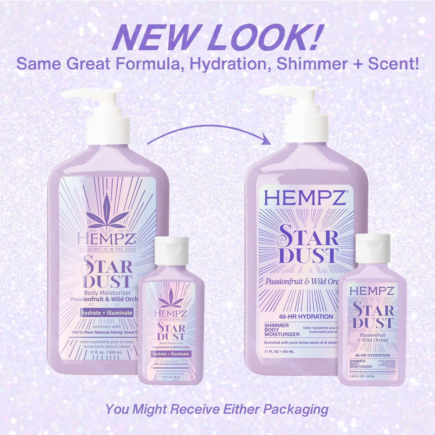 Hempz NEW Star Dust Body Lotion, Iridescent Glow Shimmer, Passionfruit and Wild Orchid, Hydrating and Nourishing Moisturizer, 17 oz. Beauty & Personal Care Hempz