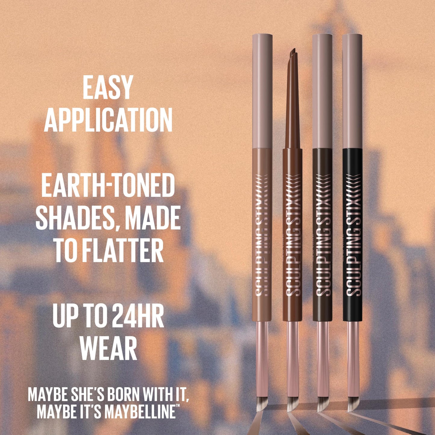 MAYBELLINE Sculpting Stix 2-in-1 Eyeliner, Dual Ended Brown Eye Liner With Up to 24HR Wear, Smudge and Sweat-Resistant Eye Makeup Formula, Smooth Beauty & Personal Care MAYBELLINE