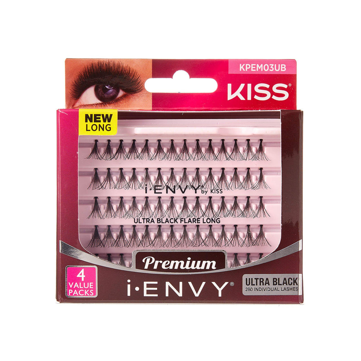 iENVY Knotted Individual Lash Ultra Black (Long) 2X Volume 4 Trays Multi Pack 280 Lashes Voluminous Glamorous Look Beauty & Personal Care i•ENVY