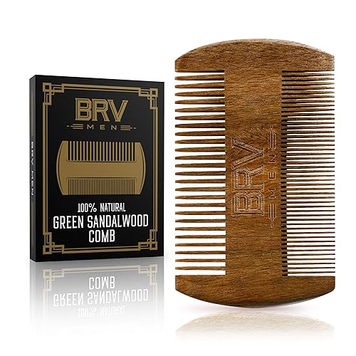 BRV MEN Beard & Mustache Comb, 100% Natural Green Sandalwood, Pocket Beard Comb with Carry Case, Wooden Beard Comb for Men For All Types and Styles Beauty & Personal Care BRV MEN