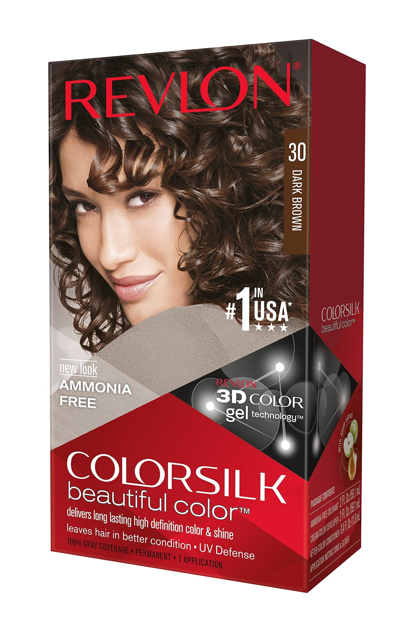 Revlon ColorSilk Hair Color, 30 Dark Brown 1 ea (Pack of 3) Beauty & Personal Care REVLON