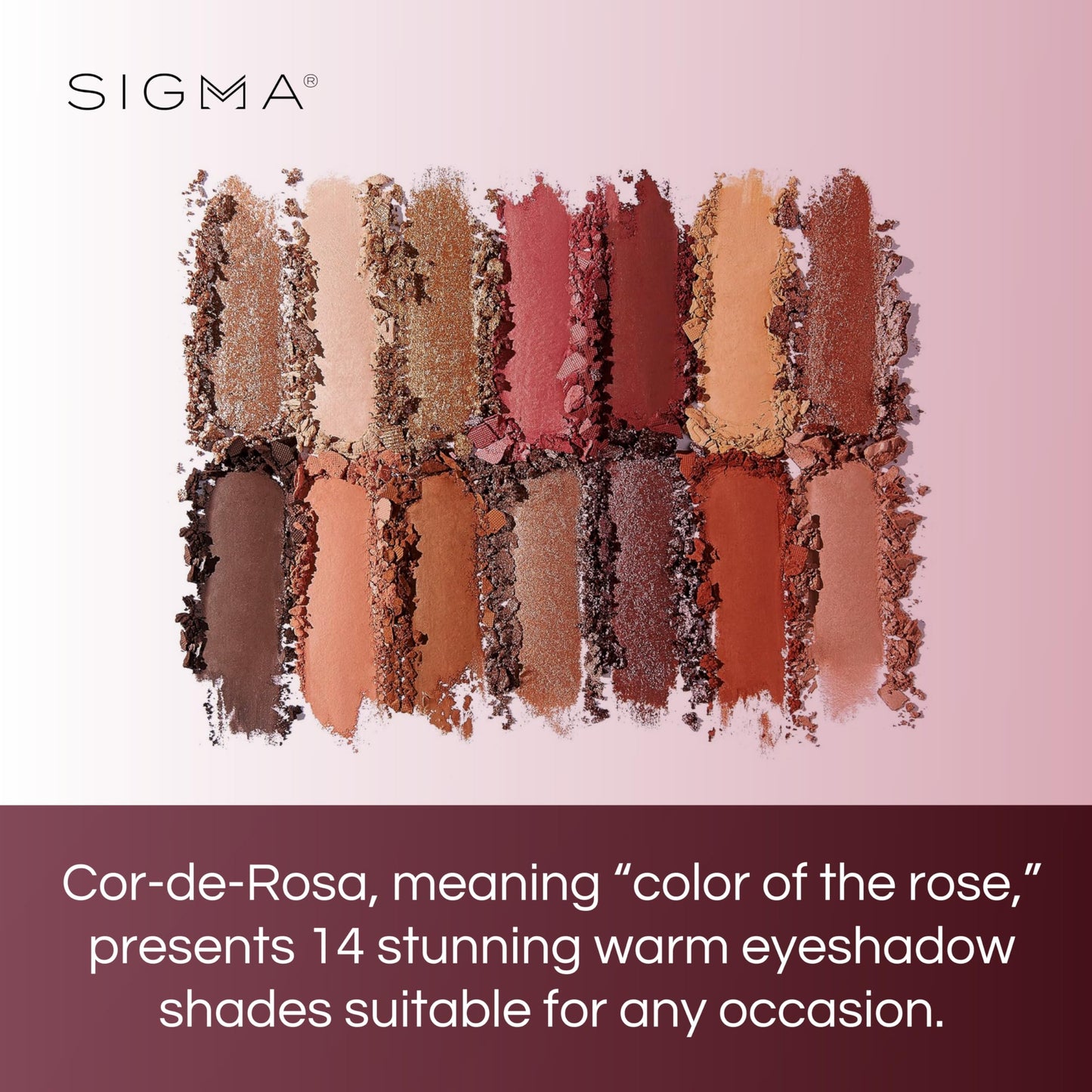 Sigma Beauty Cor-De-Rosa Eyeshadow Palette - 14 Warm Eyeshadow Shades in Matte, Shimmer and Metalic Finishes - Highly Pigmented Vegan Eye Makeup Beauty & Personal Care Sigma Beauty