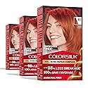 Revlon ColorSilk with Bond Repair Complex, Permanent Hair Color, 100% Gray Coverage, Ammonia Free Dye, Vegan Keratin, 45 Bright Auburn, 3 pack Beauty & Personal Care REVLON