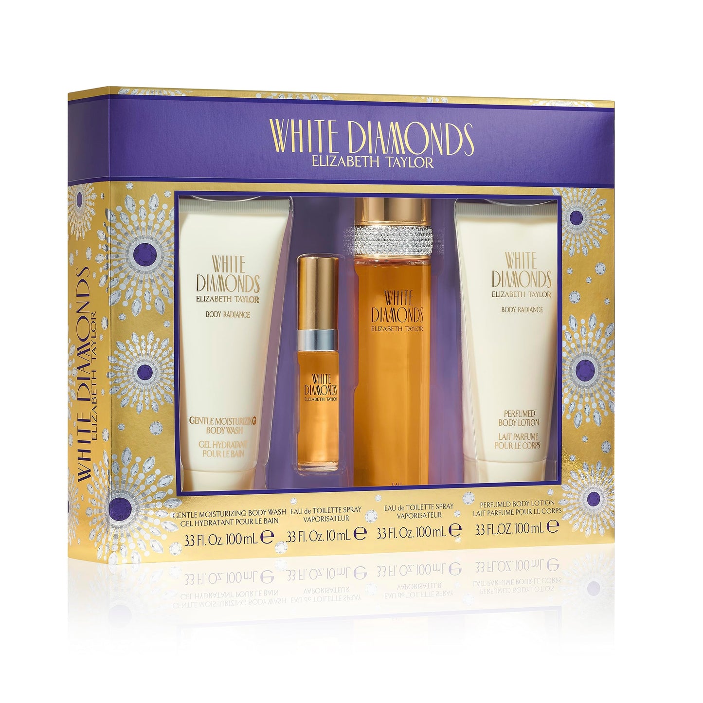 Elizabeth Taylor White Diamonds 4-Piece Set for Women (3.3 Oz Eau De Toilette Spray, 0.33 Oz Eau De Toilette, Body Lotion, Body Wash) Beauty & Personal Care Elizabeth Taylor