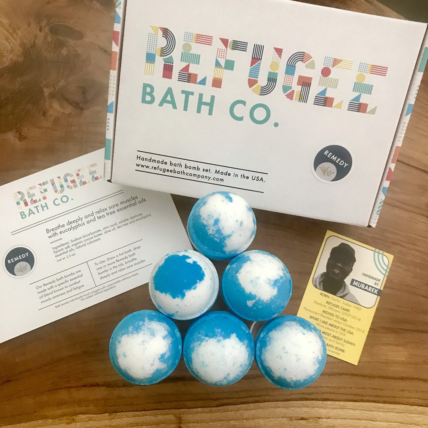 Refugee Bath Co. Variety Pack Bath Bombs Tea Tree and Eucalyptus Essential Oils Cocoa Butter Support Refugee Employment in USA (12 Pack) Beauty & Personal Care Refugee Bath Co.
