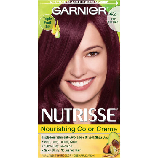 Garnier Nutrisse Nourishing Color Creme, 42 Deep Burgundy Black Cherry Beauty & Personal Care Garnier
