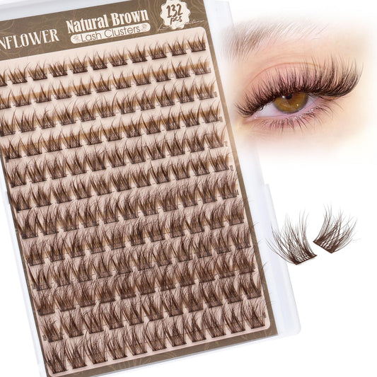 Brown Lash Clusters Wispy Eyelash Clusters Natural Cluster Eyelash Extensions C Curly Lashes Clusters Dark Brown Individual Lashes by Lanflower Beauty and Personal Care LANFLOWER Default Title