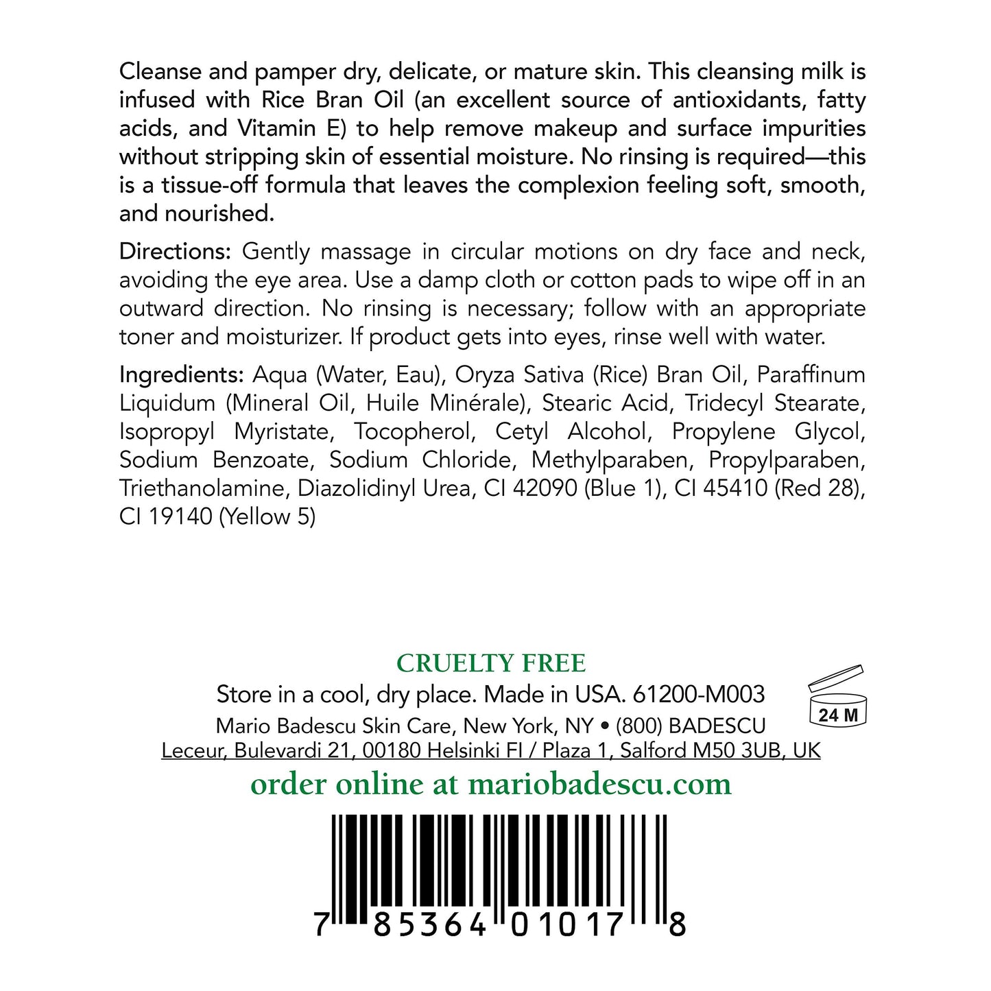 Mario Badescu Cleansing Milk with Carnation, Rice Oil & Vitamin E - No Rinse Liquid Makeup Remover Cleanser with Milky Formula For Skin Care Beauty & Personal Care Mario Badescu