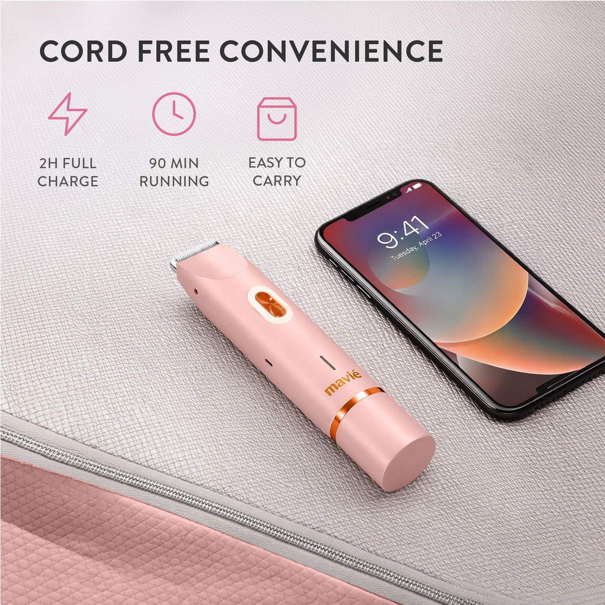 MAVIÉ Dual Head Bikini Trimmer for Women, Electric Razor for Face & Body, Painless Hair Removal Tool, Precision & Body Shaving Heads, Cordless Beauty and Personal Care MAVIÉ