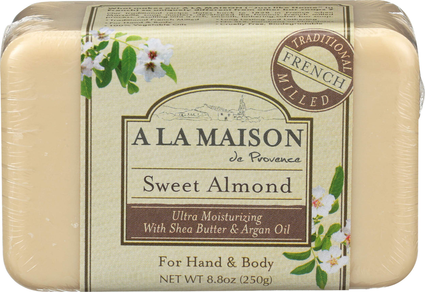 A LA MAISON Triple French Milled Bar Soap, 8.8 Ounces - Natural Moisturizing Hand Soap Bar (1 Bar of Soap, 8.8 Ounces, Sweet Almond) Beauty & Personal Care A LA MAISON