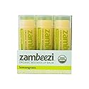 ZAMBEEZI Organic, Fair Trade Beeswax Lip Balm - Lemongrass 3 Pack - Ethically Sourced Beauty & Personal Care Zambeezi
