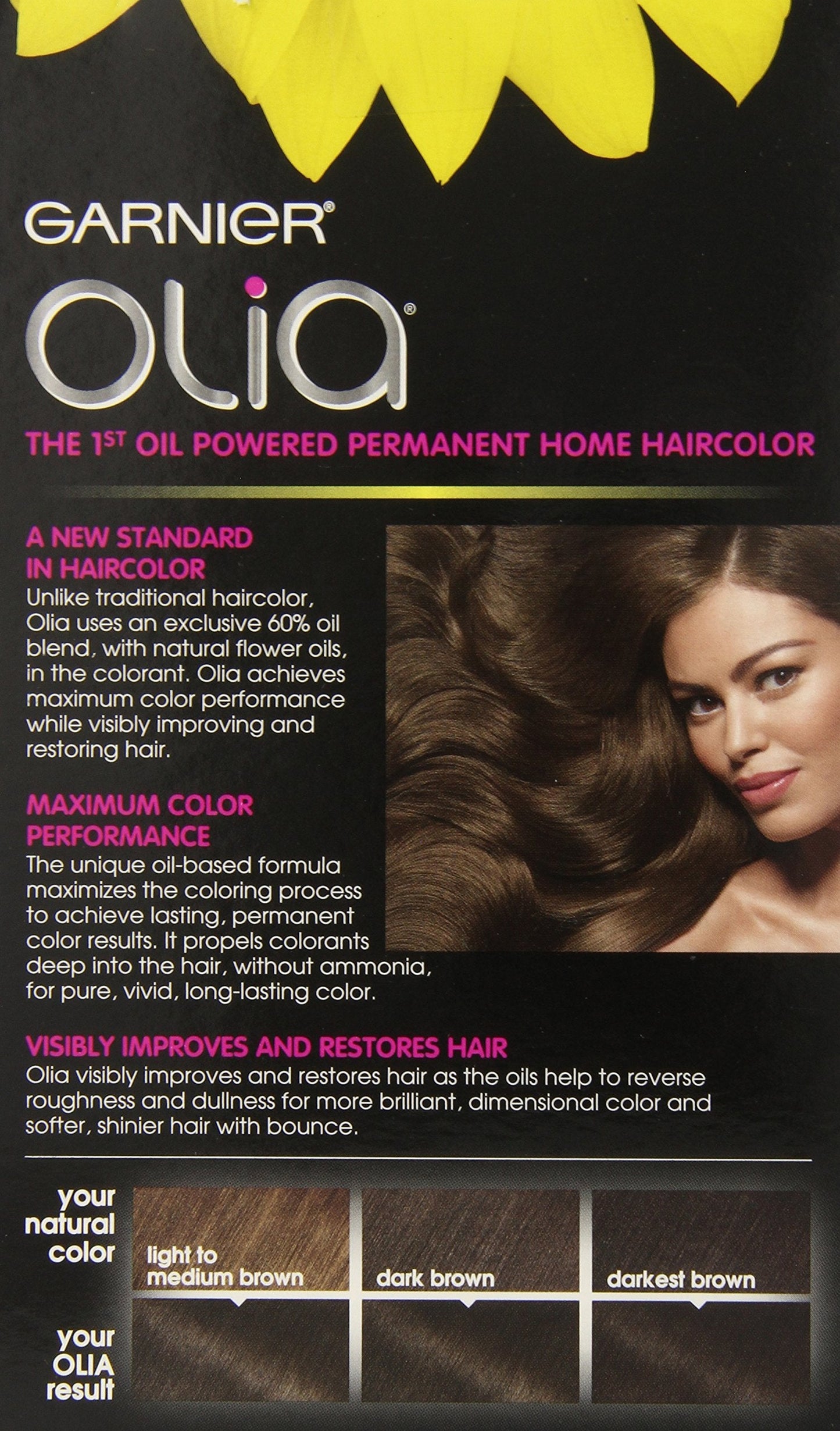 Garnier Olia Ammonia-Free Brilliant Color Oil-Rich Permanent Hair Color, 5.0 Medium Brown Hair Dye Beauty & Personal Care Garnier
