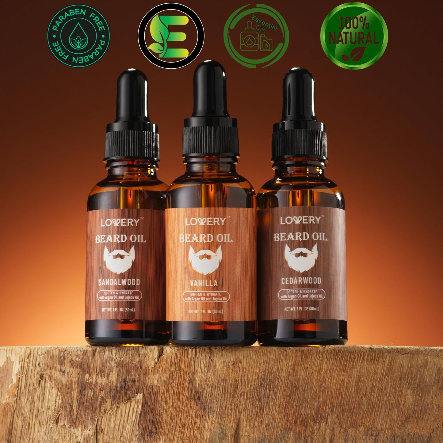 Beard Oil for Men - Sandalwood, Vanilla & Cedarwood Natural Mens Beard Oil Kit with Argan & Jojoba Oil - Beard Softener & Deeply Moisturizer Adding Beauty and Personal Care LOVERY