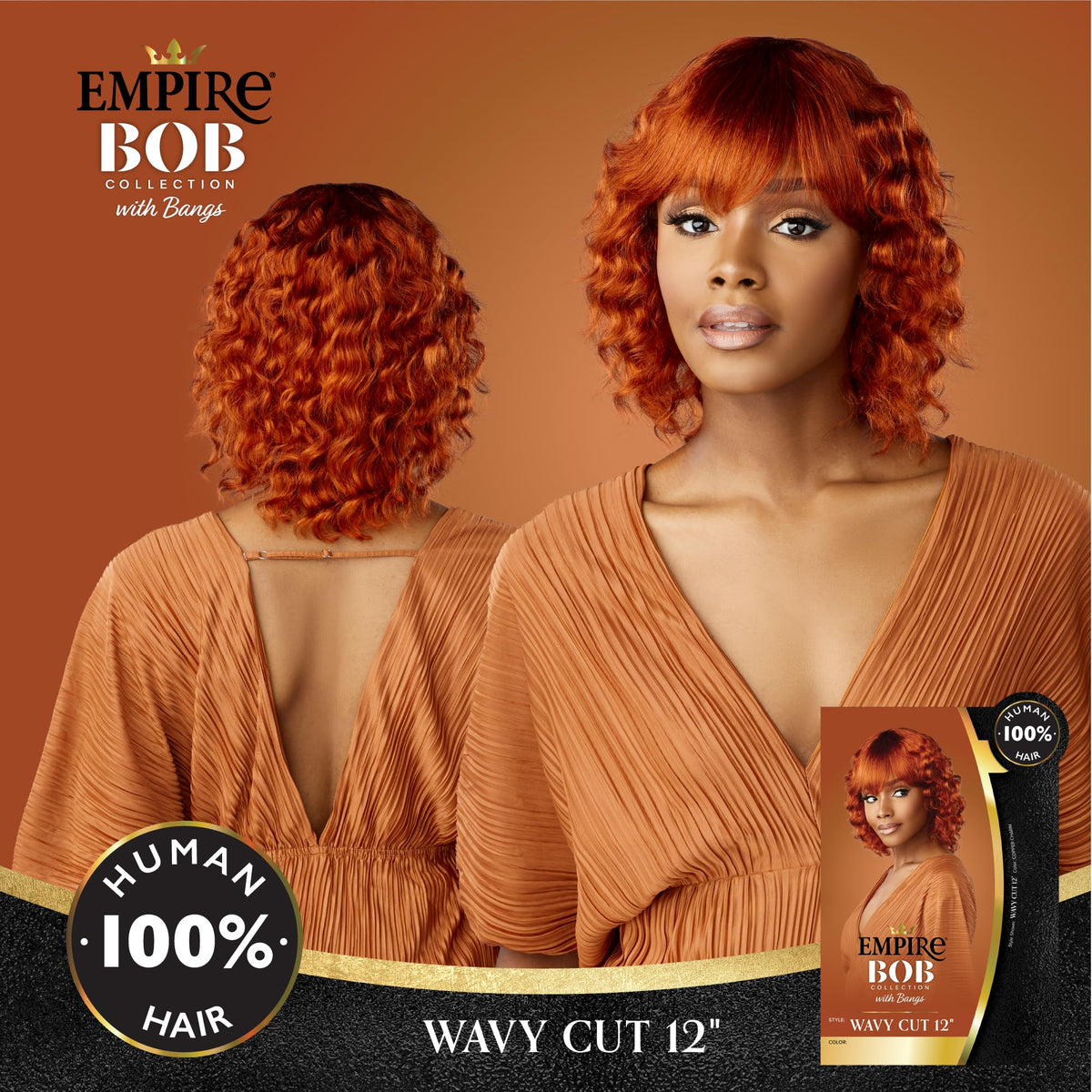 Sensationnel Empire Bob Humanhair Wig-Wavy Cut 12 Inch, M44