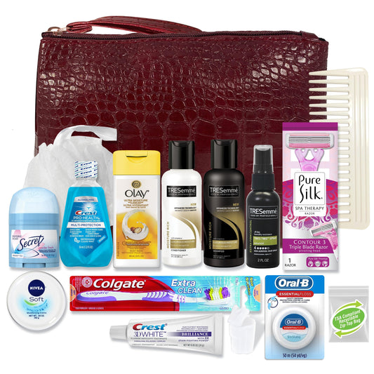 Women's Premium 16 PC Travel Kit - Stocking Stuffer and Holiday Gift Set with Tresemme Hair Products and Bath Essentials - Floss May Vary Beauty & Personal Care Convenience Kits International