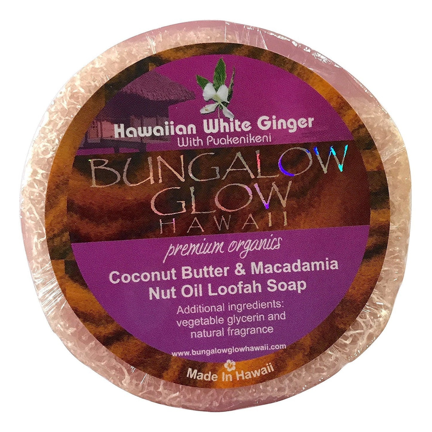 Bungalow Glow Hawaii Premium Organics Coco Butter Loofah Soap (Hawaiian White Ginger) Beauty & Personal Care Bubble Shack Hawaii
