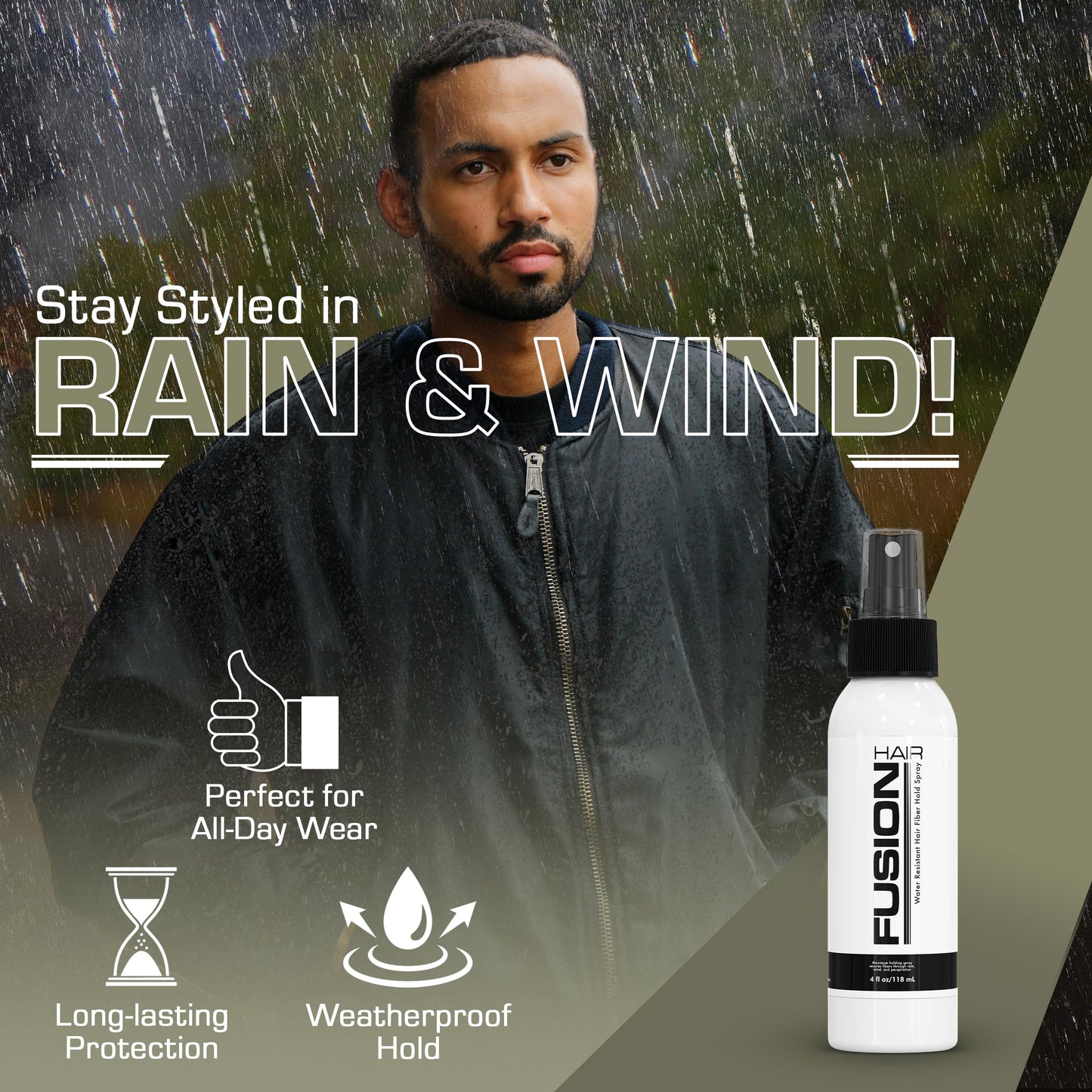 Water Resistant Hair Fiber Spray 4oz - UV Protection, Quick Dry, All Day Lasting Hold for All Scalps All Scalps Beauty & Personal Care HAIRFUSION