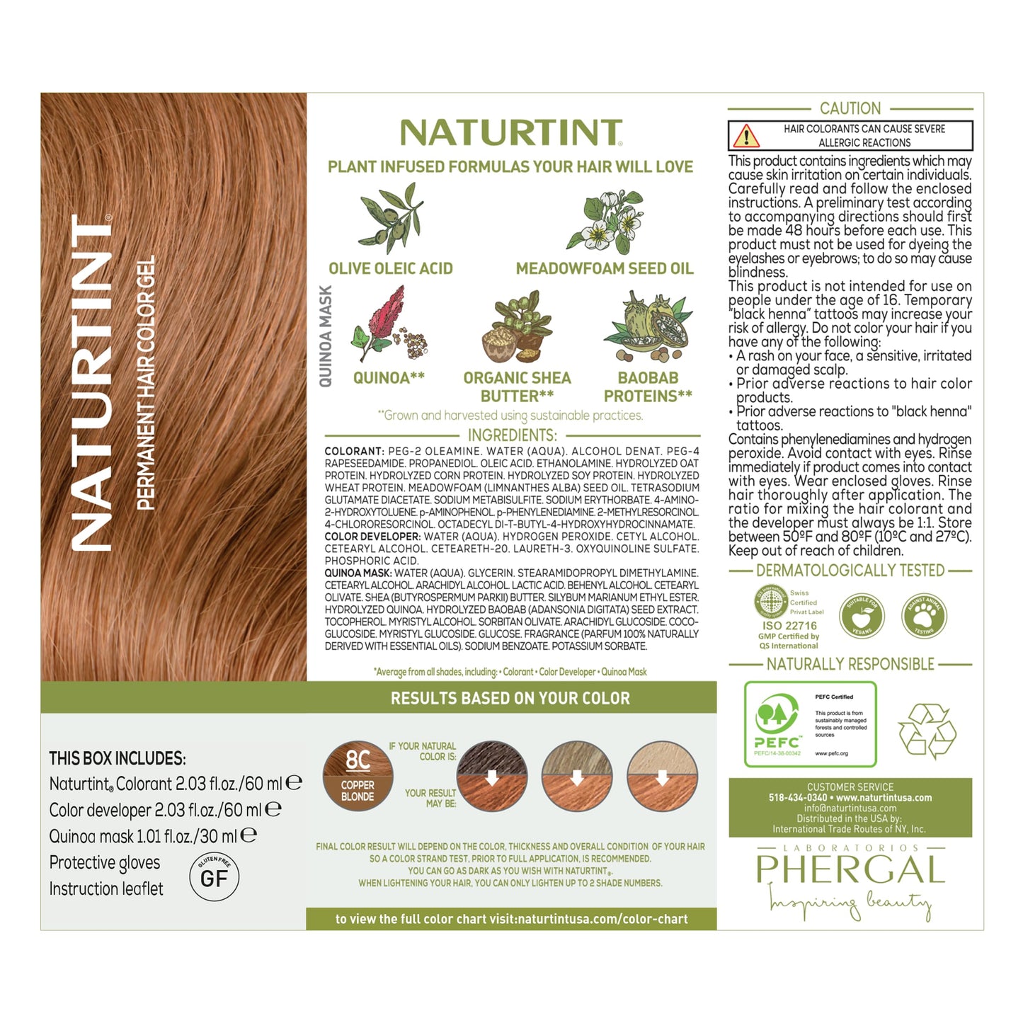 Naturtint 8C Permanent Copper Blonde Haircolor Kit, 4.5 Ounce - 3 per case. Beauty & Personal Care Naturtint