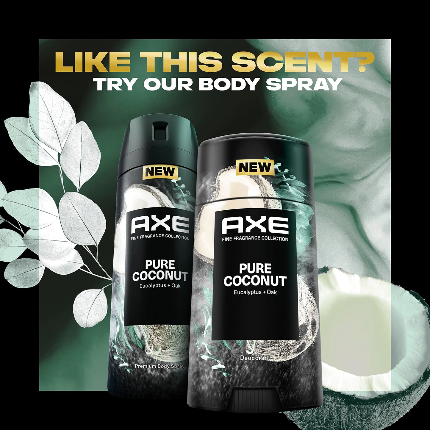 AXE Fine Fragrance Collection Deodorant Stick Pure Coconut 4 count with 48H Freshness and Odor Protection Deo Stick Infused with Coconut, Eucalyptus Beauty and Personal Care AXE