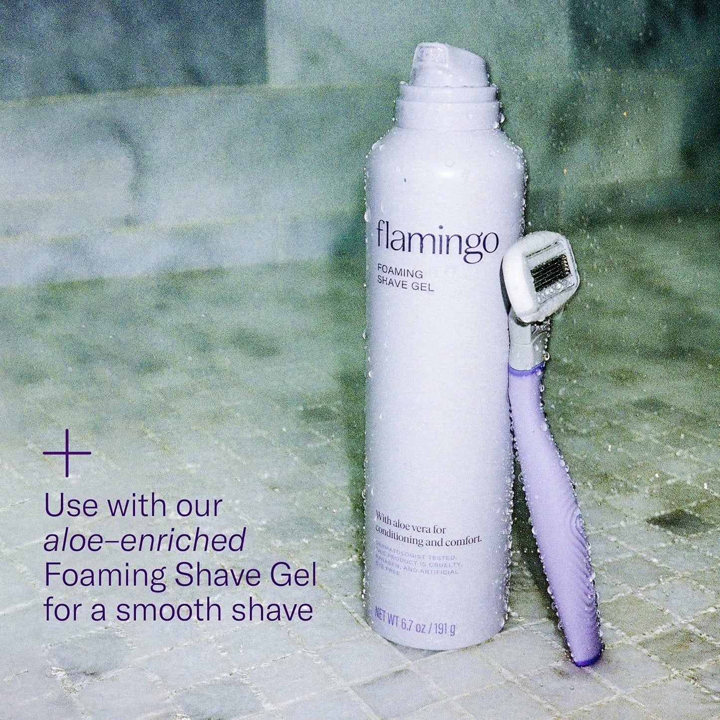 Flamingo Shaving Razor Set for Women - Original Razor Handle, 4 Blade Refills, and Shower Holder - Lilac Beauty and Personal Care Flamingo