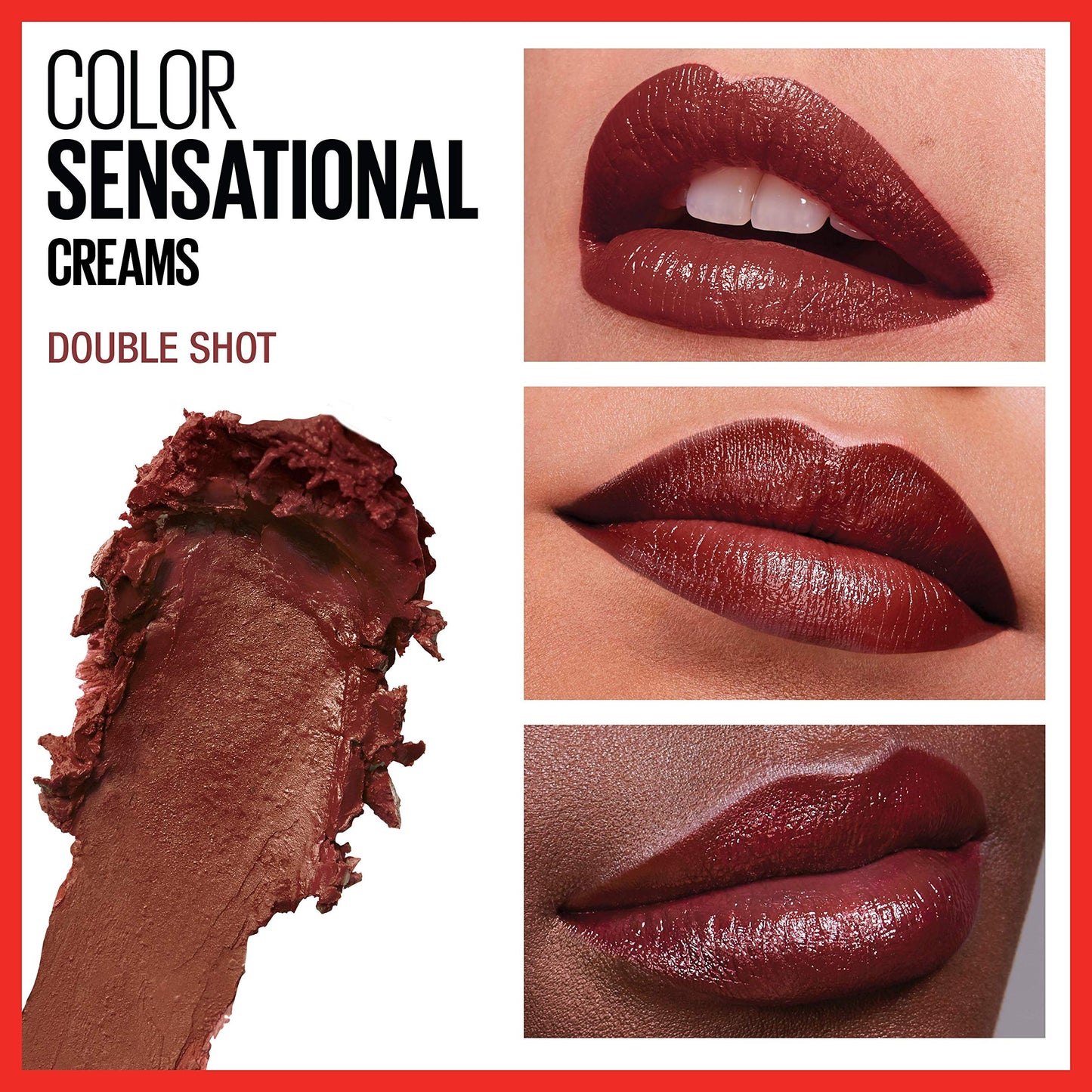 Maybelline Color Sensational Lipstick, Lip Makeup, Cream Finish, Hydrating Lipstick, Nude, Pink, Red, Plum Lip Color, Double Shot, 0.15 oz; (Packaging Beauty & Personal Care MAYBELLINE