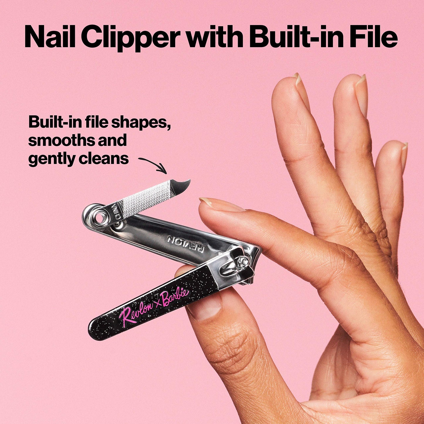 Revlon x Barbie Nail Clipper, Stainless Steel Non-Corrosive Mess Free Curved Blade Fingernail Toenail Cutter Beauty & Personal Care REVLON