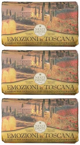 Saponeria Nesti Firenze:"Campagna Dorata" Perfumed Natural Soap,"Emozioni in Toscana" Line 8.8 Ounces (250g) Packages (Pack of 3) [ Italian Import ] Beauty & Personal Care Nesti Dante