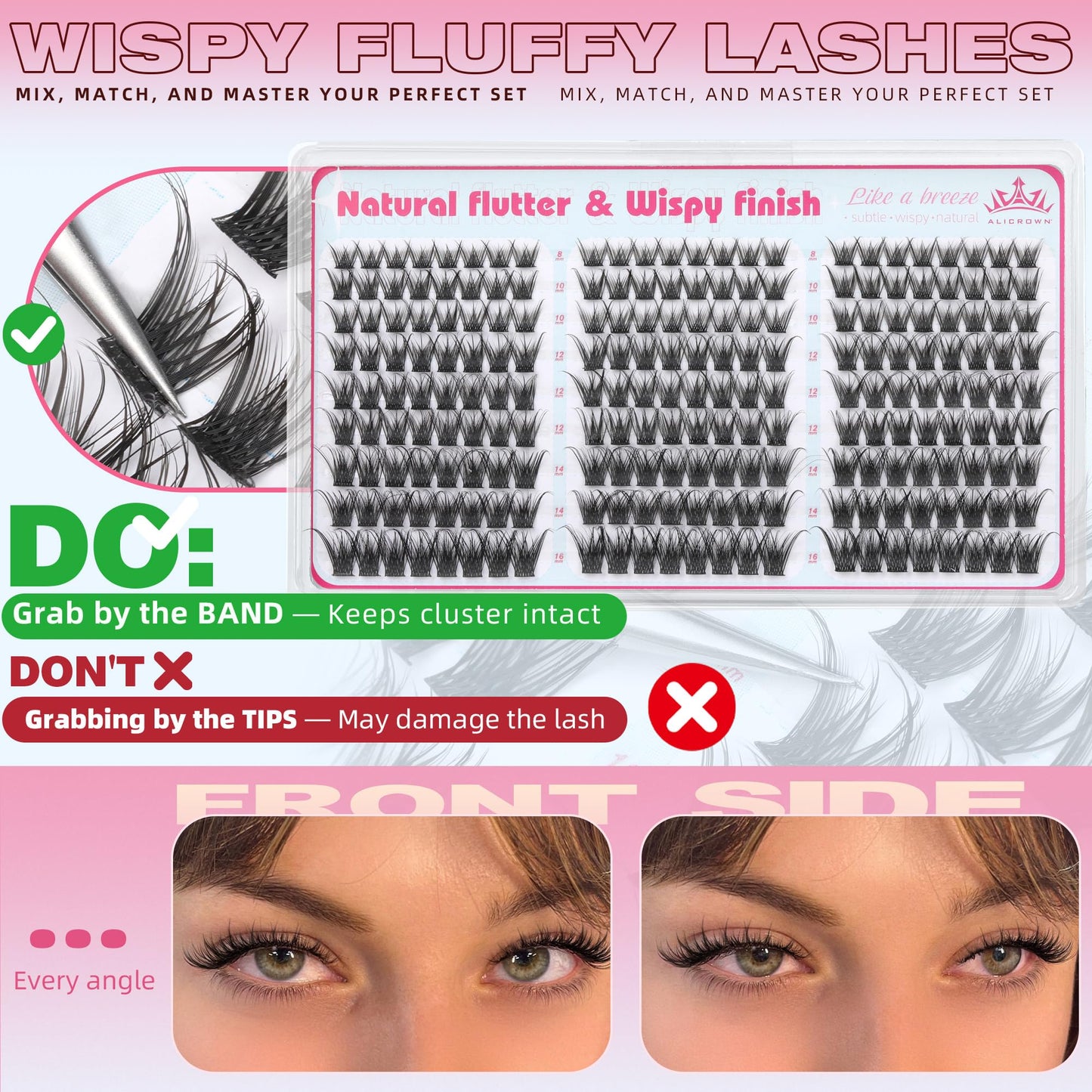 Lash Clusters Natural Eyelash Clusters Wispy Lash Extensions C Curly Individual Lashes with Clear Bands Short Eyelash Extensions 100Pcs 8mm-16mm Beauty and Personal Care ALICROWN HAIR