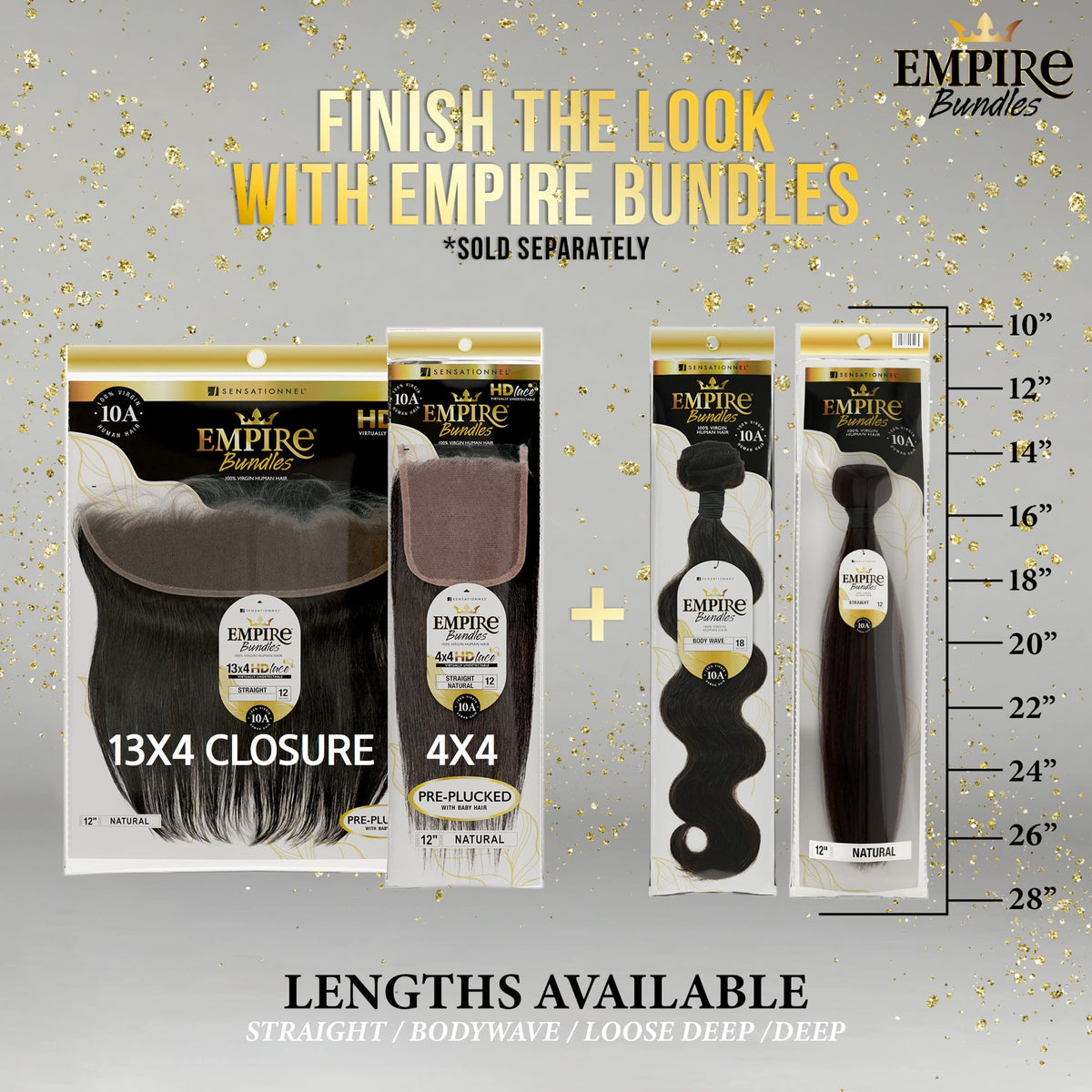 Sensationnel Empire Bundles-Straight,1 pack 14 inch, NATURAL/BLACK
